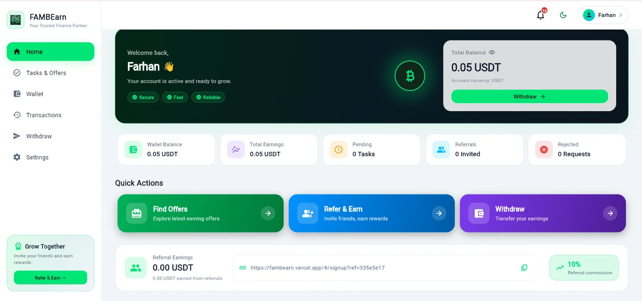 FAMBEarn - Complete Task & Earn App Source Code